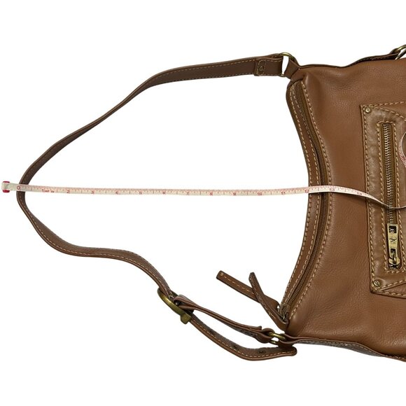 Stone Mountain Purse Leather Brown Shoulder Bag Zipper Close - Picture 15 of 16